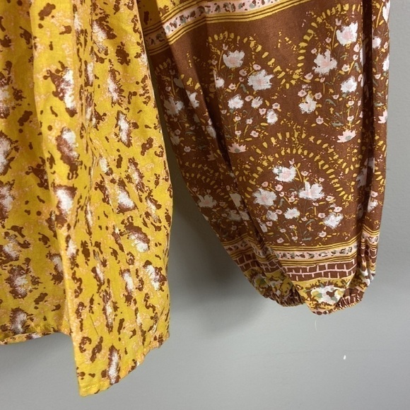 JOIE Boho Floral Prairie Puff Sleeve Ruffle Yoke Button Down Top Size S - Picture 8 of 12
